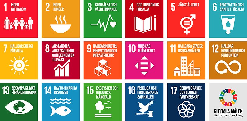 De 17 globala målen för Agenda 2030.