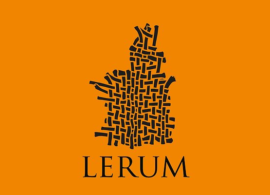Lerums logotyp i svart på orange bakgrund